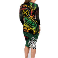 Vanuatu Indipendens Dei Family Matching Long Sleeve Bodycon Dress and Hawaiian Shirt Mix Traditional Sand Drawing LT7 - Polynesian Pride
