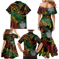 Vanuatu Indipendens Dei Family Matching Mermaid Dress and Hawaiian Shirt Mix Traditional Sand Drawing LT7 - Polynesian Pride