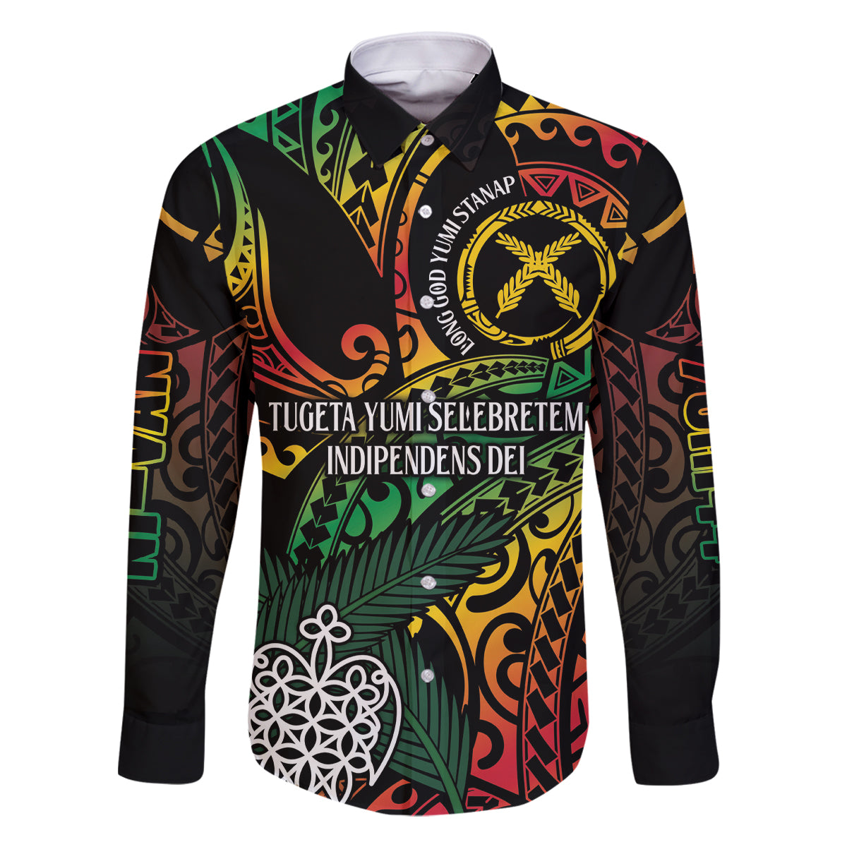 Vanuatu Indipendens Dei Family Matching Mermaid Dress and Hawaiian Shirt Mix Traditional Sand Drawing LT7 Dad's Shirt - Long Sleeve Colorful - Polynesian Pride