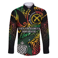 Vanuatu Indipendens Dei Family Matching Mermaid Dress and Hawaiian Shirt Mix Traditional Sand Drawing LT7 Dad's Shirt - Long Sleeve Colorful - Polynesian Pride