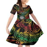 Vanuatu Indipendens Dei Family Matching Short Sleeve Bodycon Dress and Hawaiian Shirt Mix Traditional Sand Drawing LT7 Daughter's Dress Colorful - Polynesian Pride