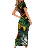 Vanuatu Indipendens Dei Family Matching Short Sleeve Bodycon Dress and Hawaiian Shirt Mix Traditional Sand Drawing LT7 - Polynesian Pride