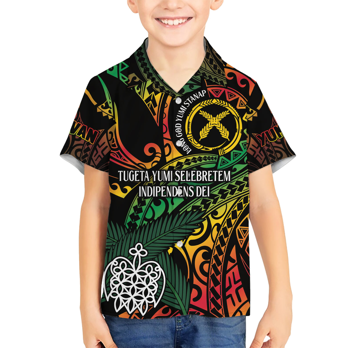 Vanuatu Indipendens Dei Family Matching Short Sleeve Bodycon Dress and Hawaiian Shirt Mix Traditional Sand Drawing LT7 Son's Shirt Colorful - Polynesian Pride