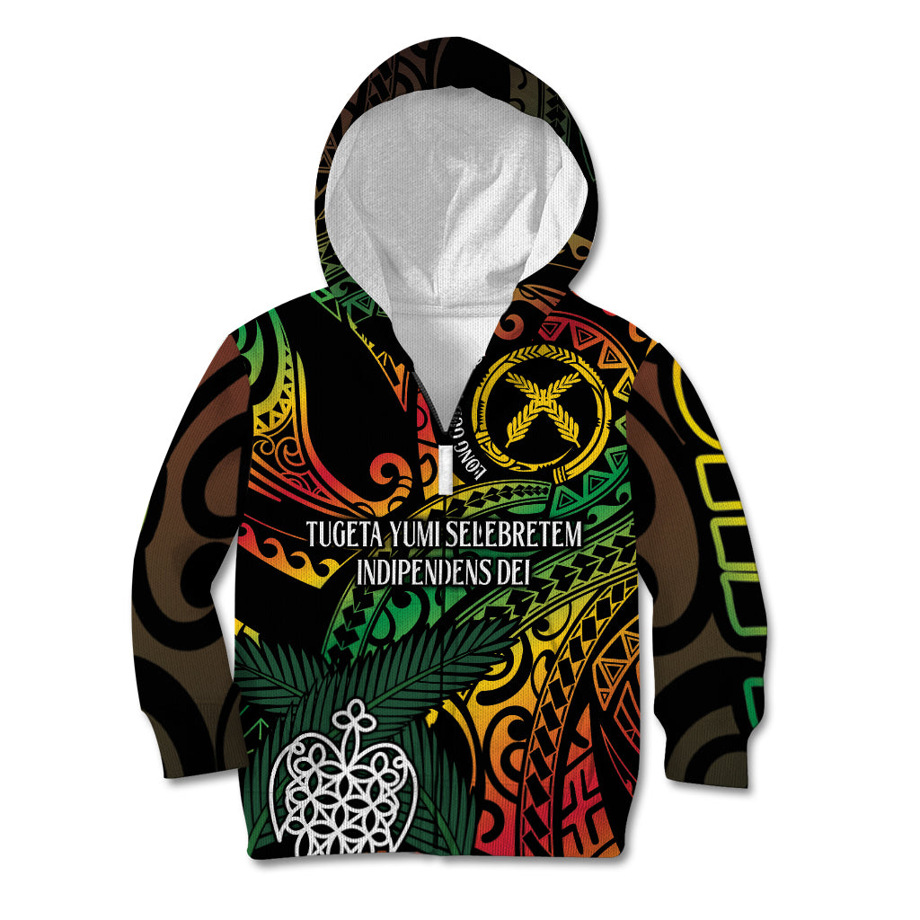 Vanuatu Indipendens Dei Kid Hoodie Mix Traditional Sand Drawing
