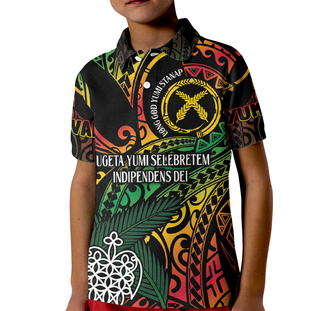 Vanuatu Indipendens Dei Kid Polo Shirt Mix Traditional Sand Drawing