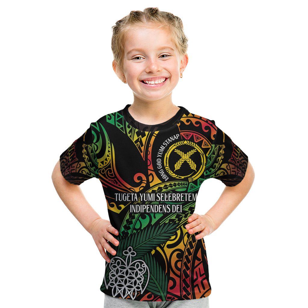 Vanuatu Indipendens Dei Kid T Shirt Mix Traditional Sand Drawing