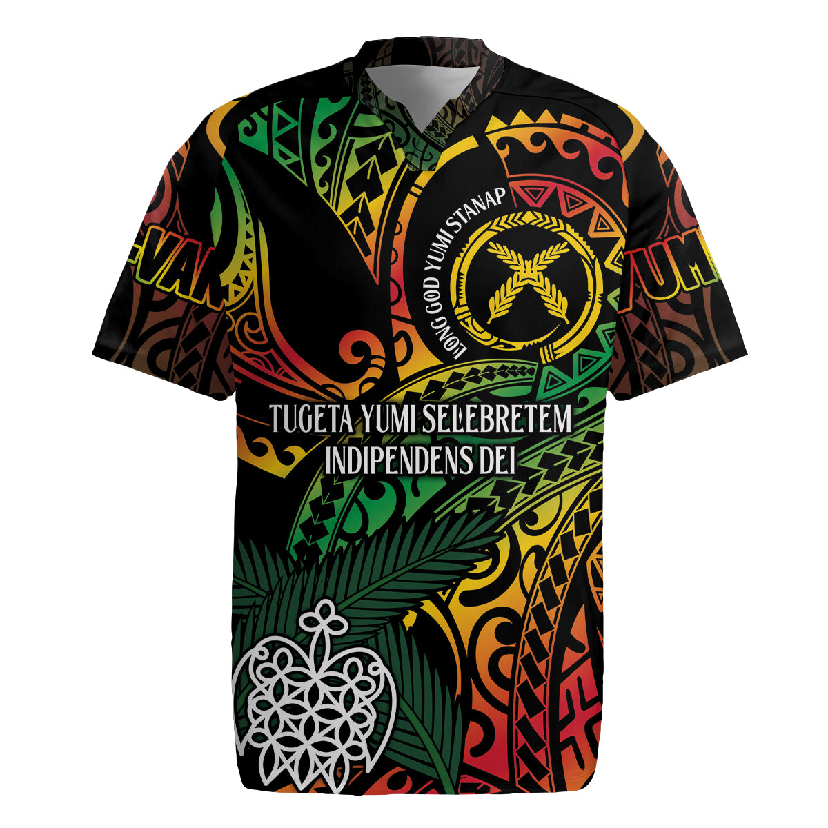 Vanuatu Indipendens Dei Rugby Jersey Mix Traditional Sand Drawing