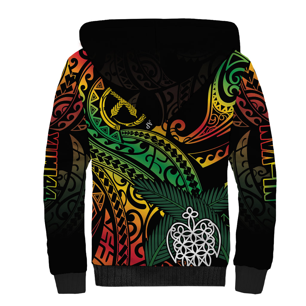 Vanuatu Indipendens Dei Sherpa Hoodie Mix Traditional Sand Drawing