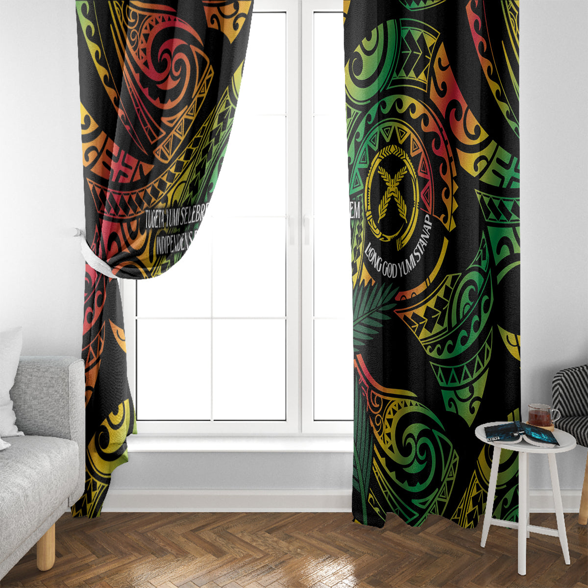 Vanuatu Indipendens Dei Window Curtain Mix Traditional Sand Drawing