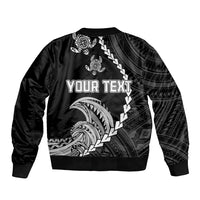 Personalised Guam Bomber Jacket Tribal Turtles Curves Style - Black LT7 - Polynesian Pride