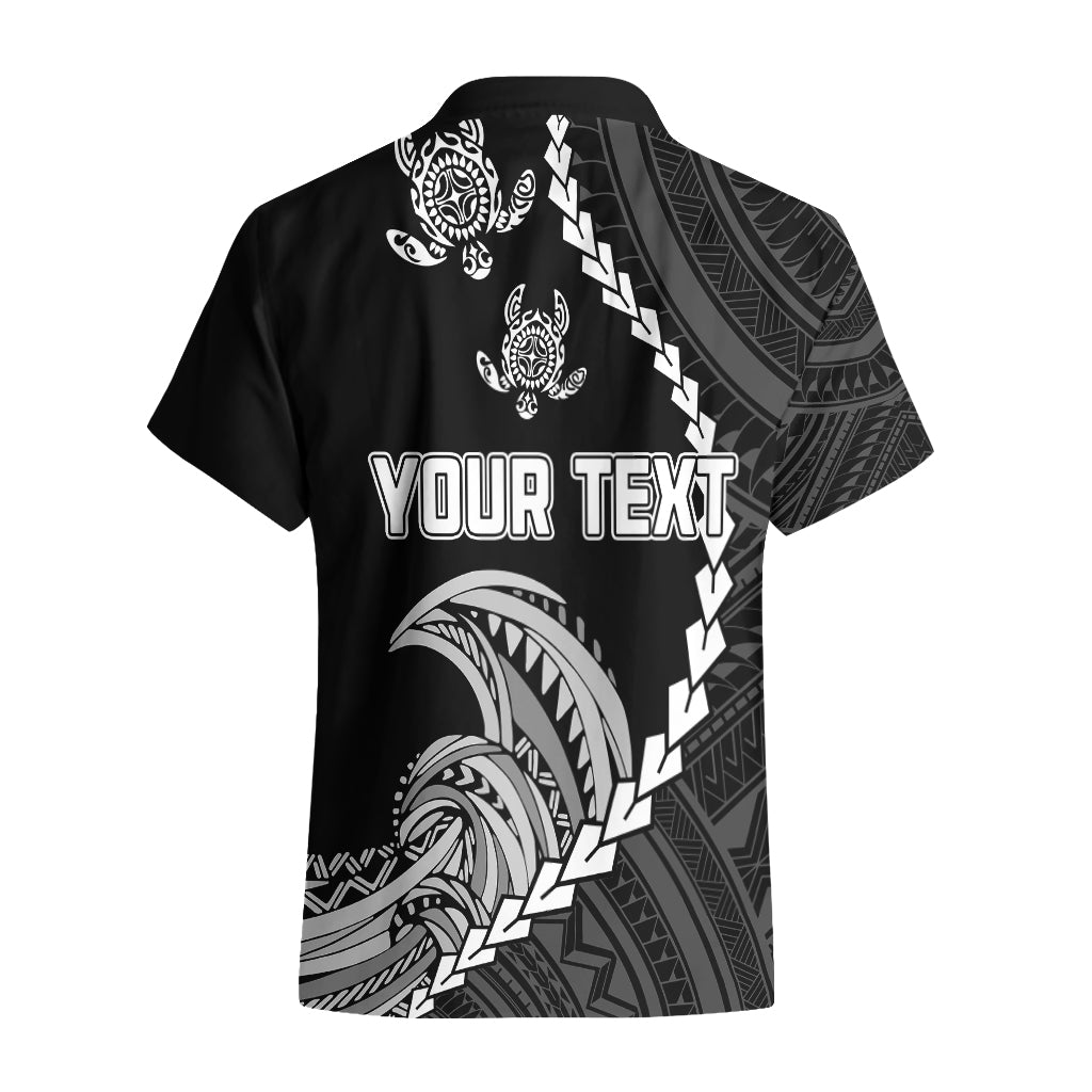 Personalised Guam Hawaiian Shirt Tribal Turtles Curves Style - Black LT7 - Polynesian Pride