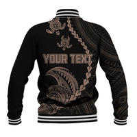 Personalised Guam Baseball Jacket Tribal Turtles Curves Style - Brown LT7 - Polynesian Pride