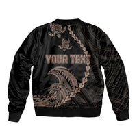 Personalised Guam Bomber Jacket Tribal Turtles Curves Style - Brown LT7 - Polynesian Pride