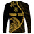 Personalised Guam Long Sleeve Shirt Tribal Turtles Curves Style - Gold LT7 - Polynesian Pride