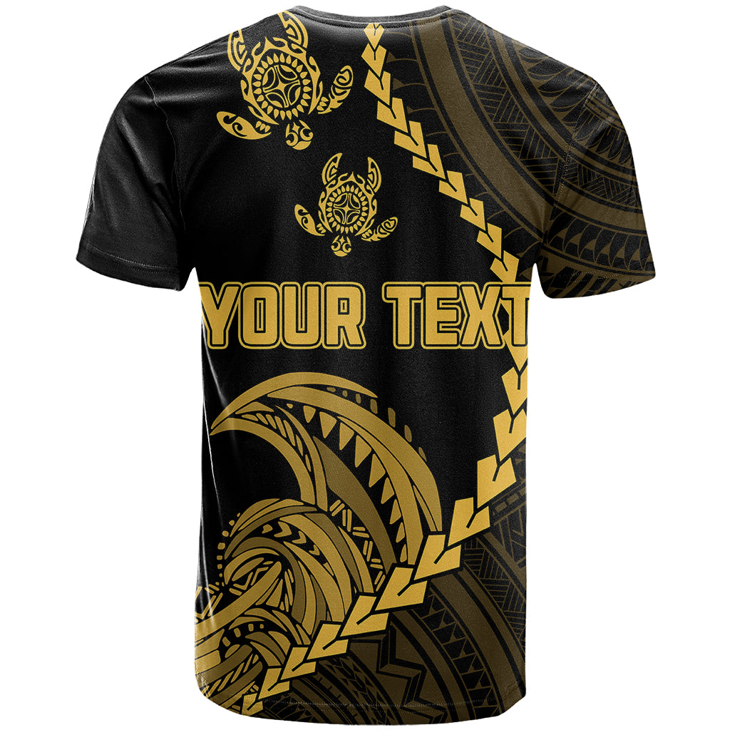 Custom Guam T Shirt Tribal Turtles Curves Style Gold LT7 - Polynesian Pride