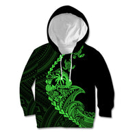 Personalised Guam Kid Hoodie Tribal Turtles Curves Style - Green LT7 Hoodie Green - Polynesian Pride