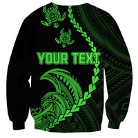 Personalised Guam Sweatshirt Tribal Turtles Curves Style - Green LT7 - Polynesian Pride