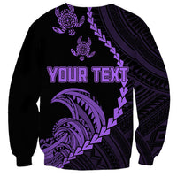 Personalised Guam Sweatshirt Tribal Turtles Curves Style - Purple LT7 - Polynesian Pride