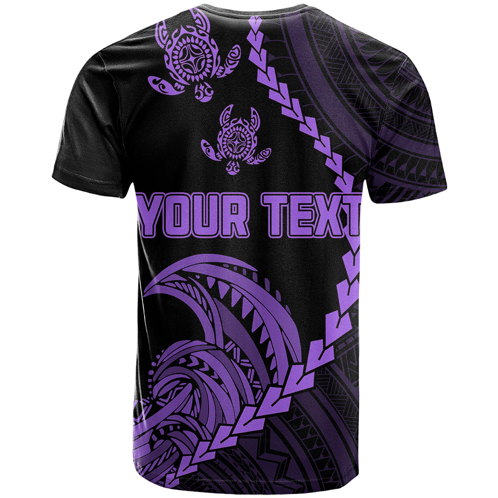 Custom Guam T Shirt Tribal Turtles Curves Style Purple LT7 - Polynesian Pride