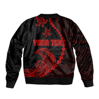 Personalised Guam Bomber Jacket Tribal Turtles Curves Style - Red LT7 - Polynesian Pride