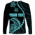 Personalised Guam Long Sleeve Shirt Tribal Turtles Curves Style - Turquoise LT7 - Polynesian Pride