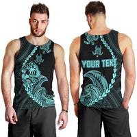 Personalised Guam Men Tank Top Tribal Turtles Curves Style - Turquoise LT7 - Polynesian Pride