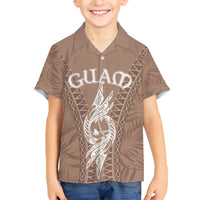 Personalised Guam Hawaiian Shirt Chamoro Latte Stone Mix Tropical - Brown LT7 - Polynesian Pride