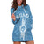 Personalised Guam Hoodie Dress Chamoro Latte Stone Mix Tropical - Blue LT7 Blue - Polynesian Pride