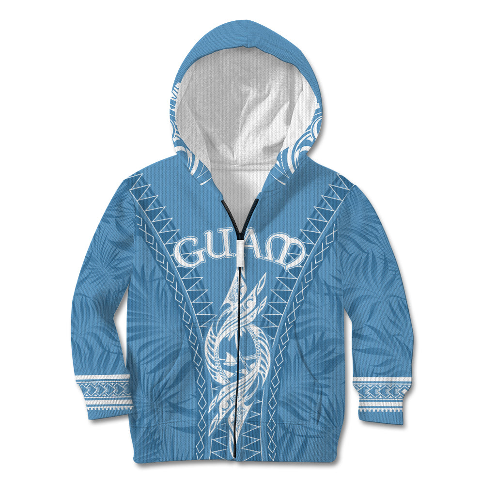 Personalised Guam Kid Hoodie Chamoro Latte Stone Mix Tropical - Blue LT7 - Polynesian Pride