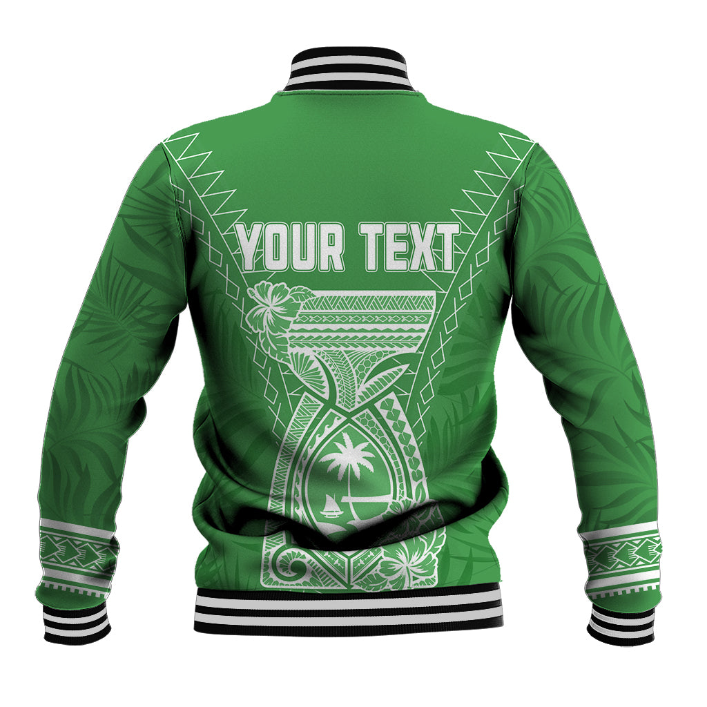 Personalised Guam Baseball Jacket Chamoro Latte Stone Mix Tropical - Green LT7 - Polynesian Pride