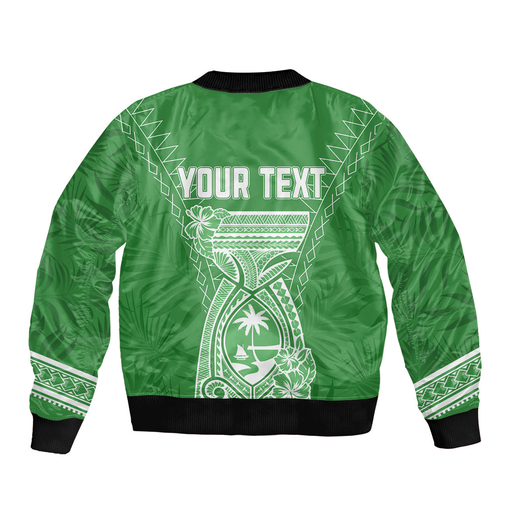 Personalised Guam Bomber Jacket Chamoro Latte Stone Mix Tropical - Green LT7 - Polynesian Pride