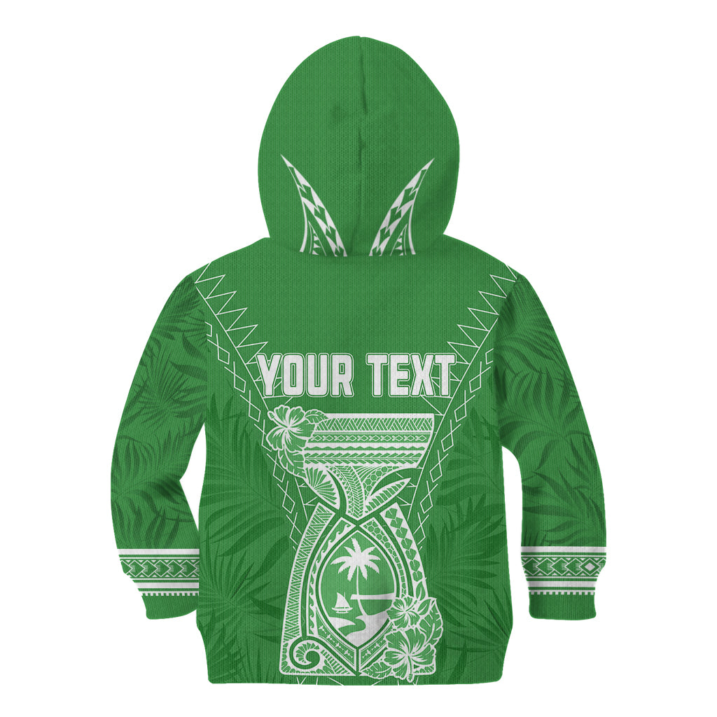 Personalised Guam Kid Hoodie Chamoro Latte Stone Mix Tropical - Green LT7 - Polynesian Pride