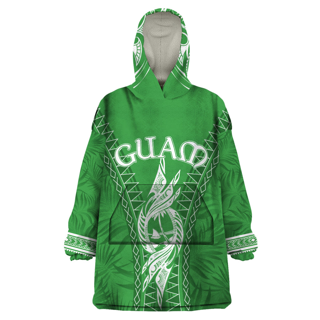 Personalised Guam Wearable Blanket Hoodie Chamoro Latte Stone Mix Tropical - Green LT7 One Size Green - Polynesian Pride