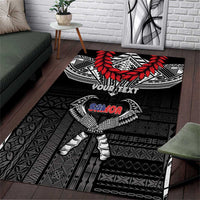 Personalized Talofa Samoa Area Rug Ulafala With Toa Nifo'oti - Black