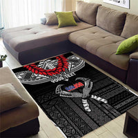 Personalized Talofa Samoa Area Rug Ulafala With Toa Nifo'oti - Black