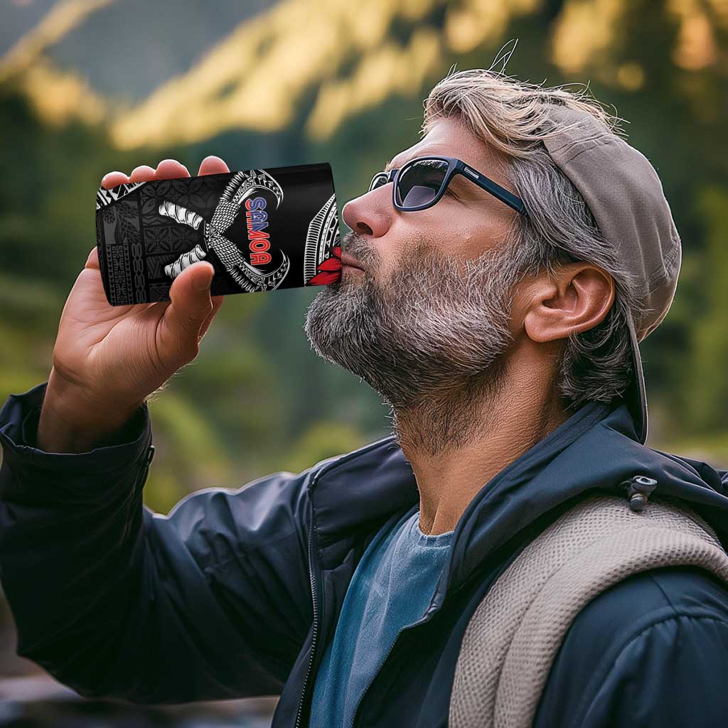 Personalized Talofa Samoa 4 in 1 Can Cooler Tumbler Ulafala With Toa Nifo'oti - Black