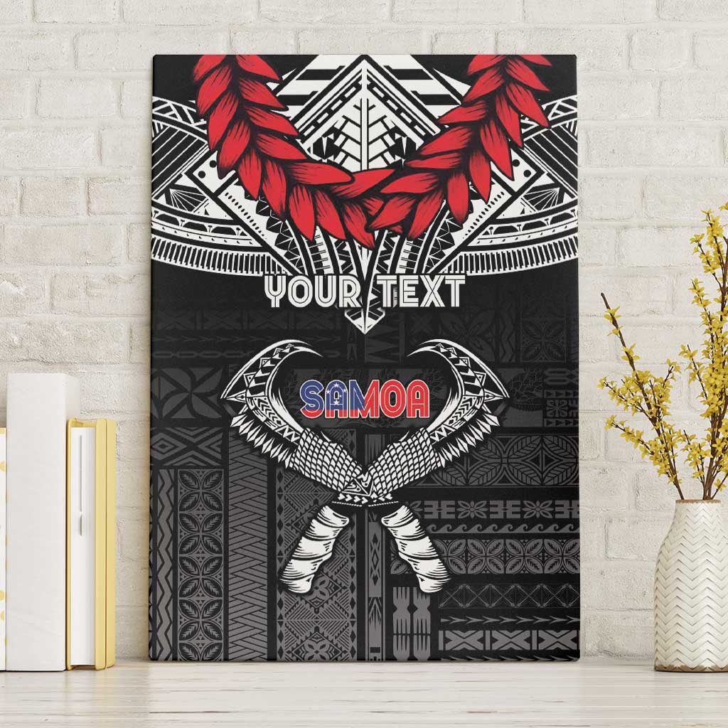 Personalized Talofa Samoa Canvas Wall Art Ulafala With Toa Nifo'oti - Black