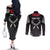 Personalized Talofa Samoa Couples Matching Off The Shoulder Long Sleeve Dress and Long Sleeve Button Shirt Ulafala With Toa Nifo'oti - Black