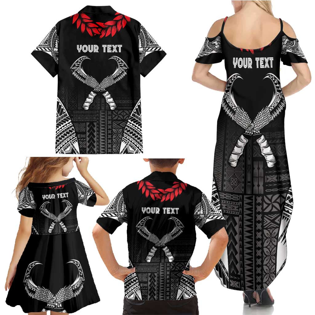 Personalized Talofa Samoa Family Matching Summer Maxi Dress and Hawaiian Shirt Ulafala With Toa Nifo'oti - Black