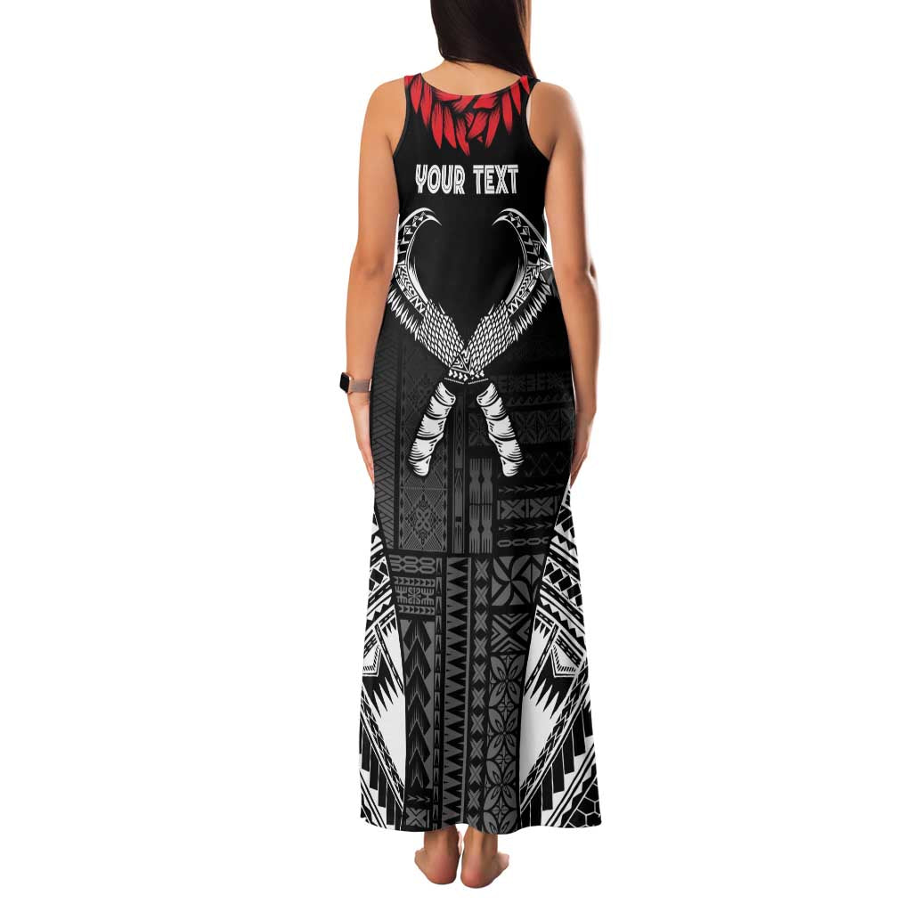 Personalized Talofa Samoa Family Matching Tank Maxi Dress and Hawaiian Shirt Ulafala With Toa Nifo'oti - Black
