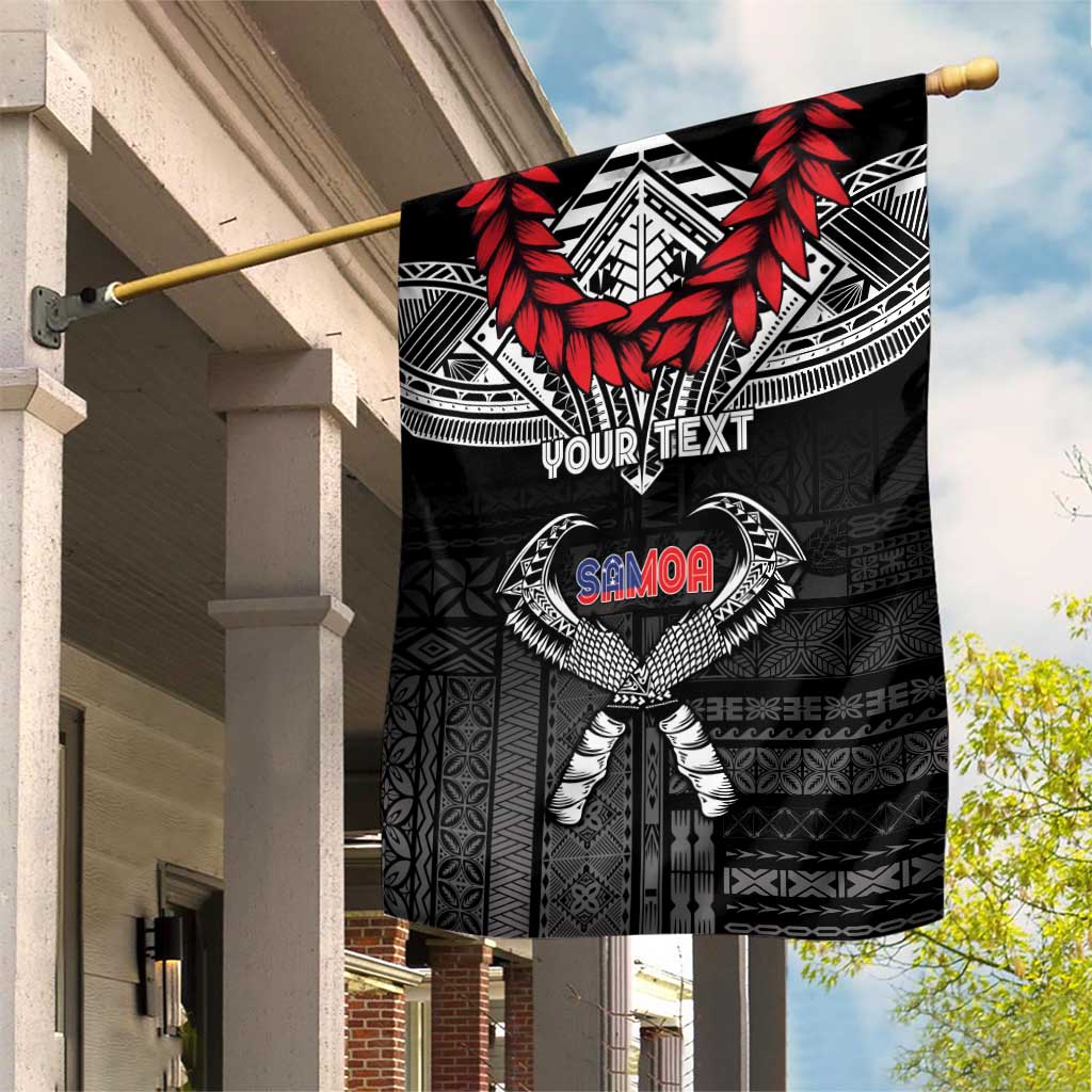 Personalized Talofa Samoa Garden Flag Ulafala With Toa Nifo'oti - Black