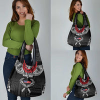 Personalized Talofa Samoa Grocery Bag Ulafala With Toa Nifo'oti - Black