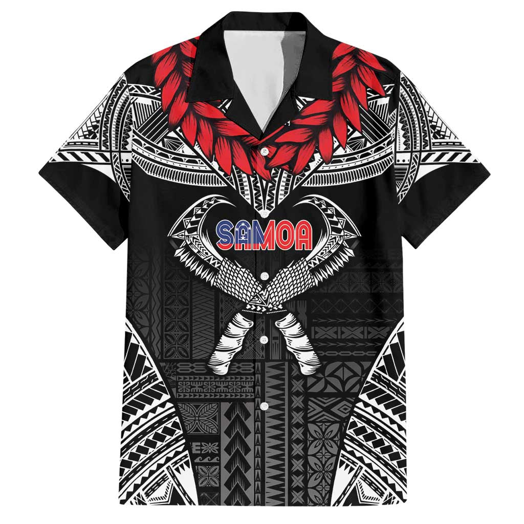 Personalized Talofa Samoa Hawaiian Shirt Ulafala With Toa Nifo'oti - Black