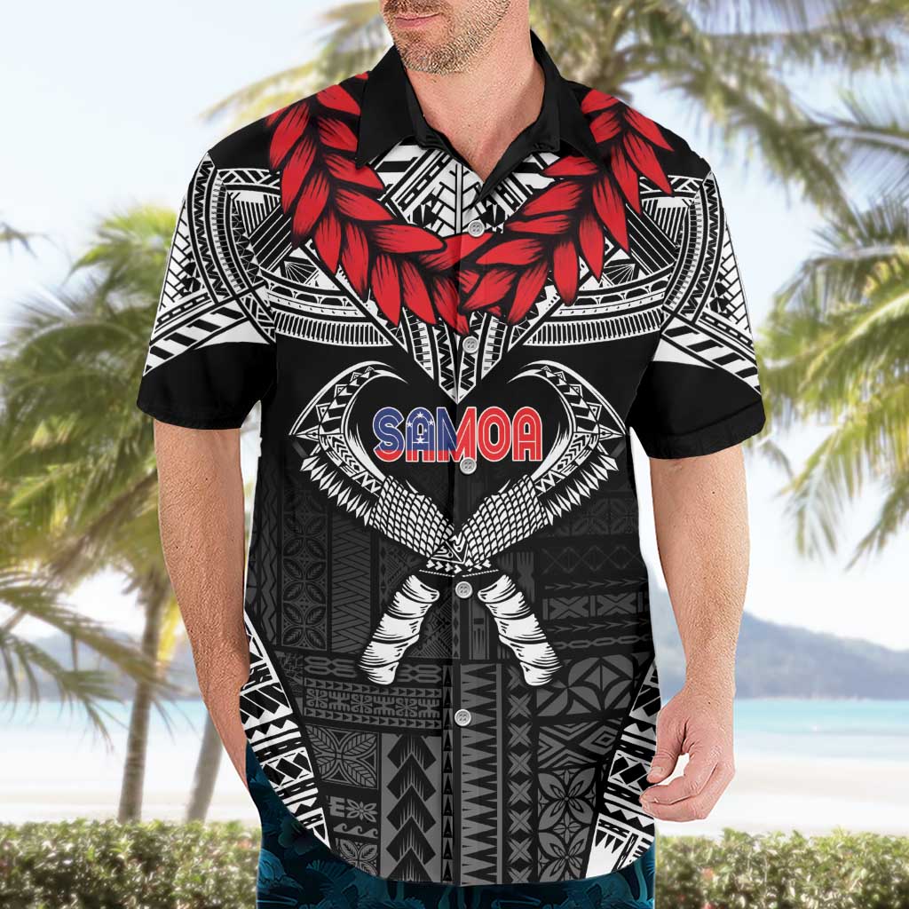 Personalized Talofa Samoa Hawaiian Shirt Ulafala With Toa Nifo'oti - Black