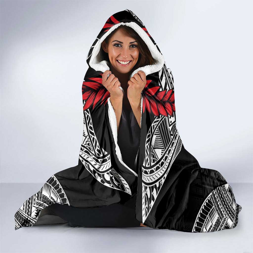 Personalized Talofa Samoa Hooded Blanket Ulafala With Toa Nifo'oti - Black