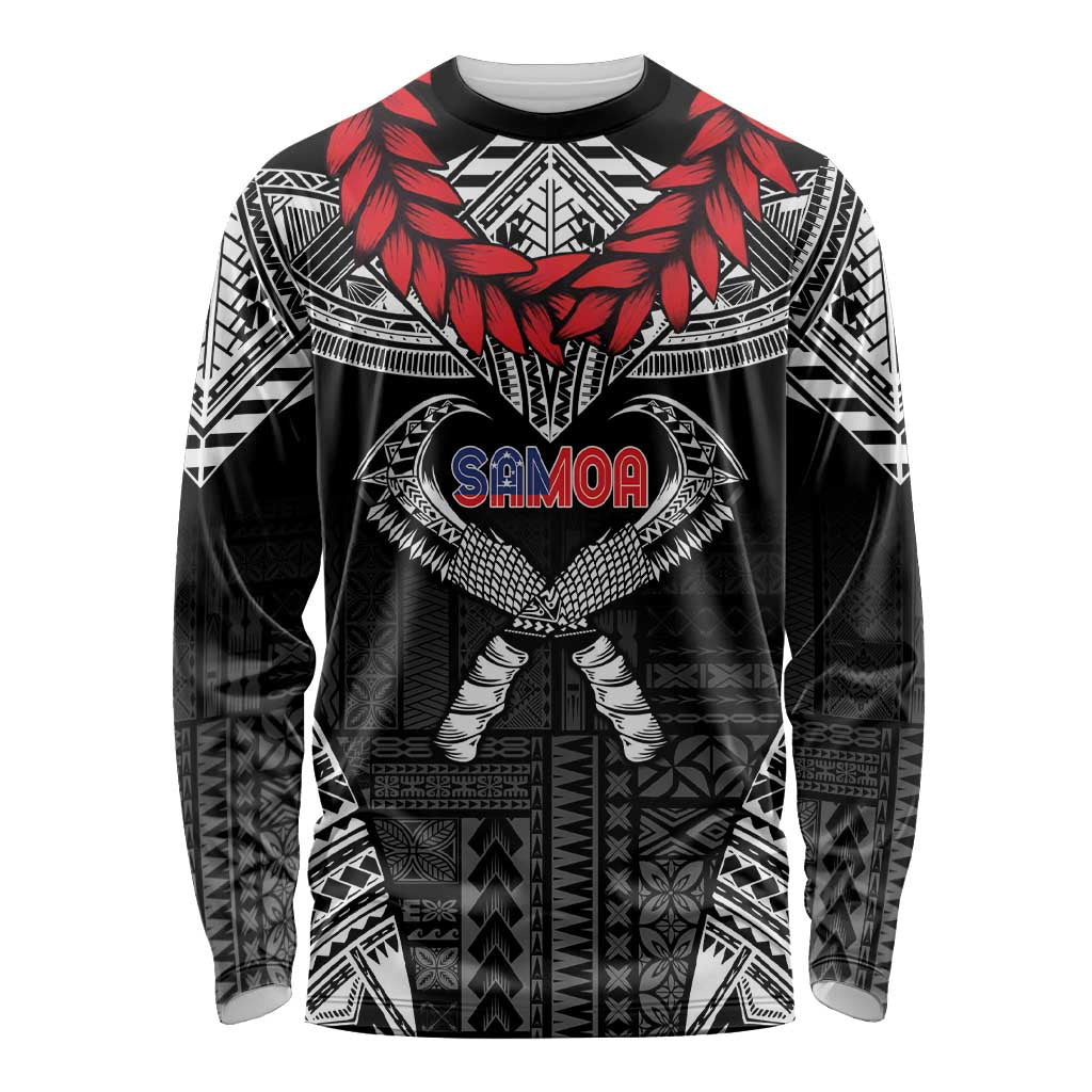 Personalized Talofa Samoa Long Sleeve Shirt Ulafala With Toa Nifo'oti - Black