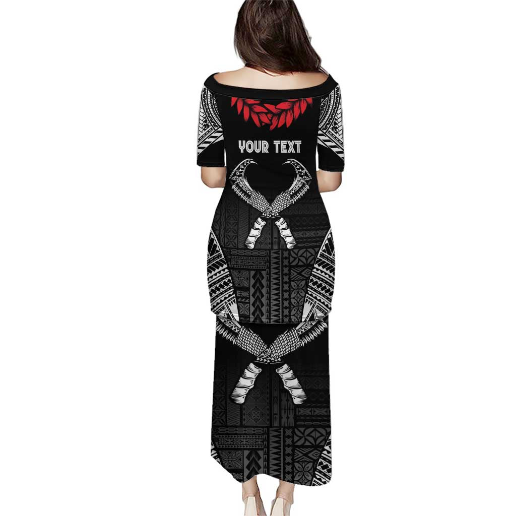 Personalized Talofa Samoa Puletasi Ulafala With Toa Nifo'oti - Black