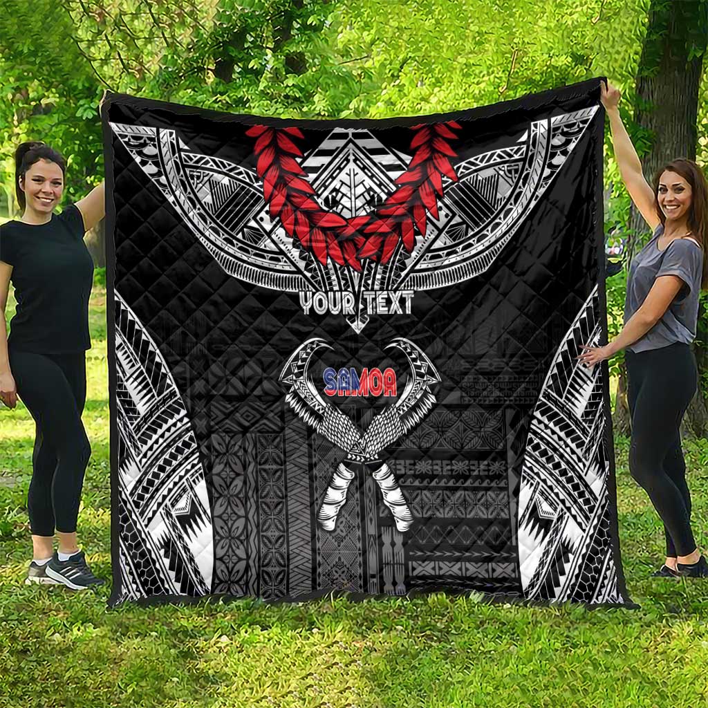 Personalized Talofa Samoa Quilt Ulafala With Toa Nifo'oti - Black