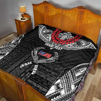 Personalized Talofa Samoa Quilt Ulafala With Toa Nifo'oti - Black