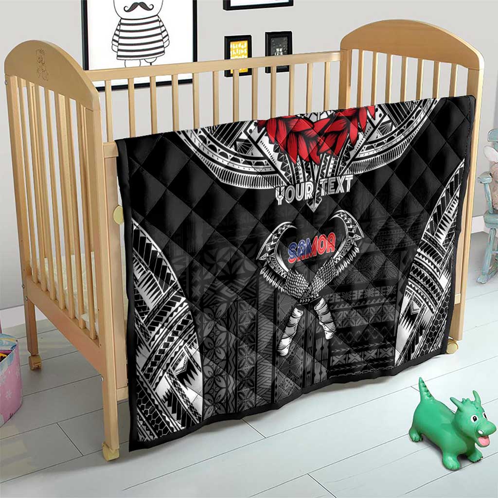 Personalized Talofa Samoa Quilt Ulafala With Toa Nifo'oti - Black